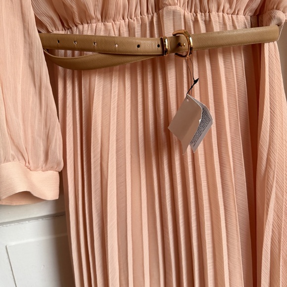 Elegant Blush Pink Pleated Maxi Skirt - Picture 5 of 7